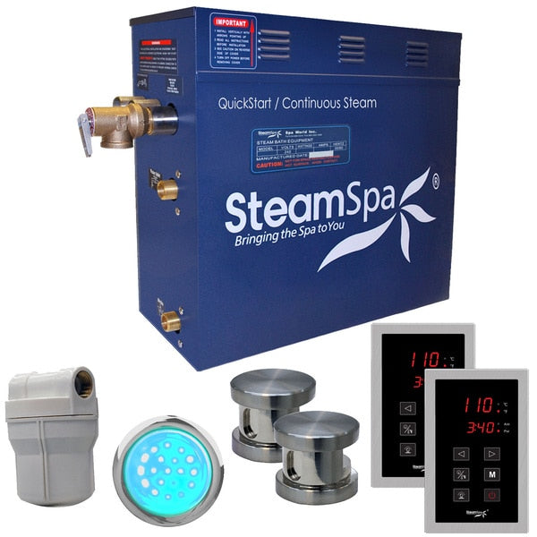 SteamSpa Royal 12 KW QuickStart Bath Generator in Brushed Nickel RYT1200BN