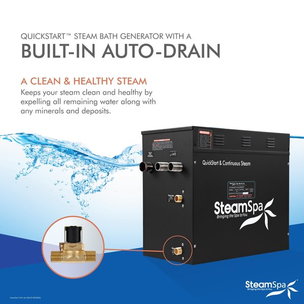 SteamSpa Wifi and Bluetooth 21kW Steam Bath Generator in Brushed Nickel BKT2100BN-A