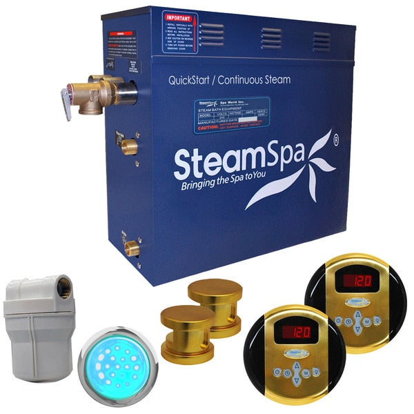 SteamSpa Royal 10.5 KW QuickStart Bath Generator in Polished Gold RY1050GD