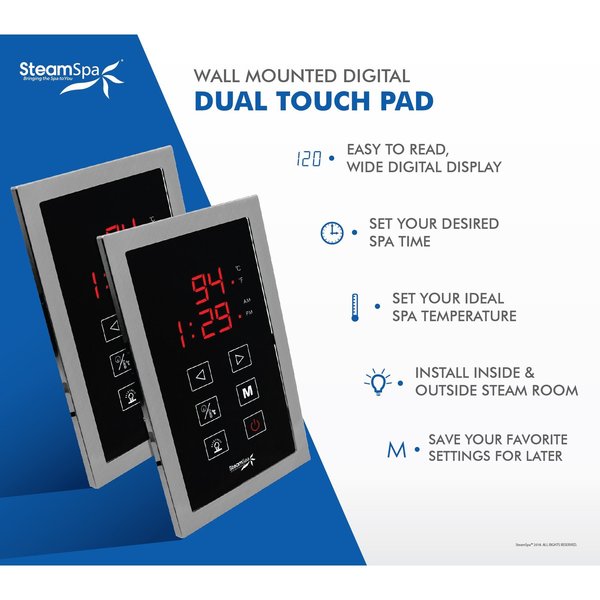 SteamSpa Royal Touch Panel Control Kit in Brushed Nickel RYTPKBN