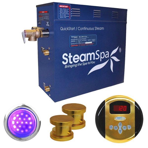 SteamSpa Indulgence 10.5 KW QuickStart Bath Generator in Polished Gold IN1050GD