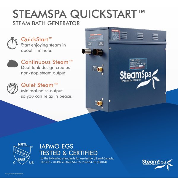 SteamSpa Royal 4.5 KW QuickStart Bath Generator in Oil Rubbed Bronze RYT450OB