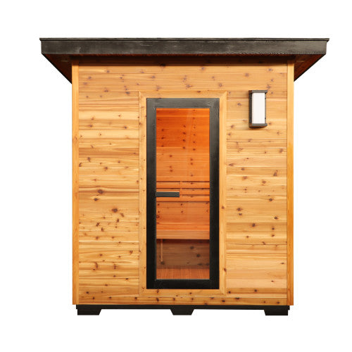SunRay Denali 4-Person Contemporary Outdoor Sauna with Harvia Heater HL400D5
