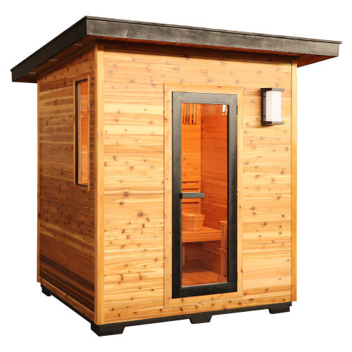 SunRay Denali 4-Person Contemporary Outdoor Sauna with Harvia Heater HL400D5