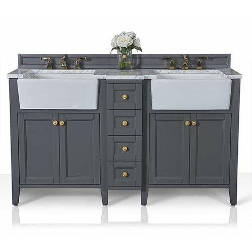 Ancerre Designs Adeline Double Vanity Set Italian Carrara White Marble Vanity Top