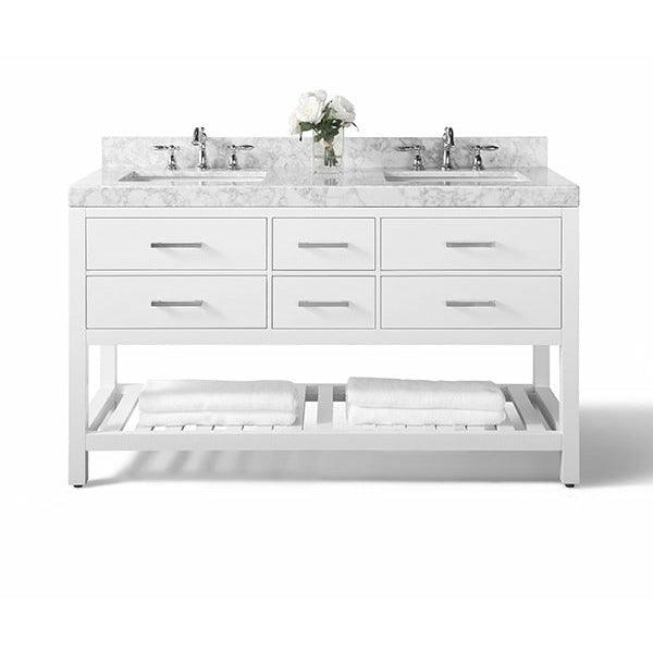 Ancerre Designs Elizabeth Double Bath Vanity Set Italian Carrara White Marble Vanity Top