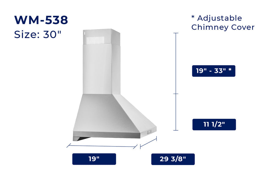 Hauslane WM-538 Convertible Wall Mount Range Hood
