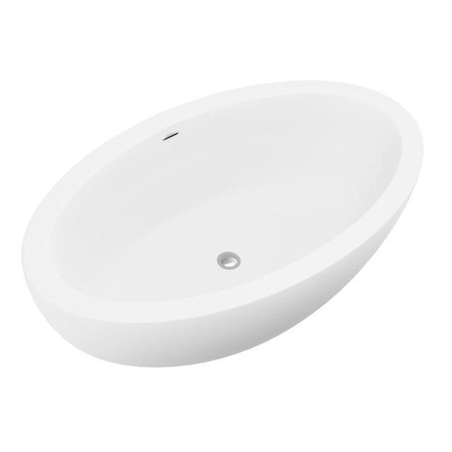 ANZZI Lusso 6.3 ft. Solid Surface Center Drain Freestanding Bathtub FT-AZ504