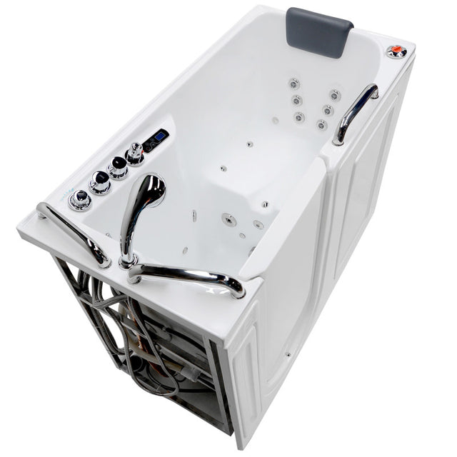 ANZZI 27 in. x 53 in. Drain Walk-In Whirlpool and Air Tub with Total Spa Suite in White 2753FLWR