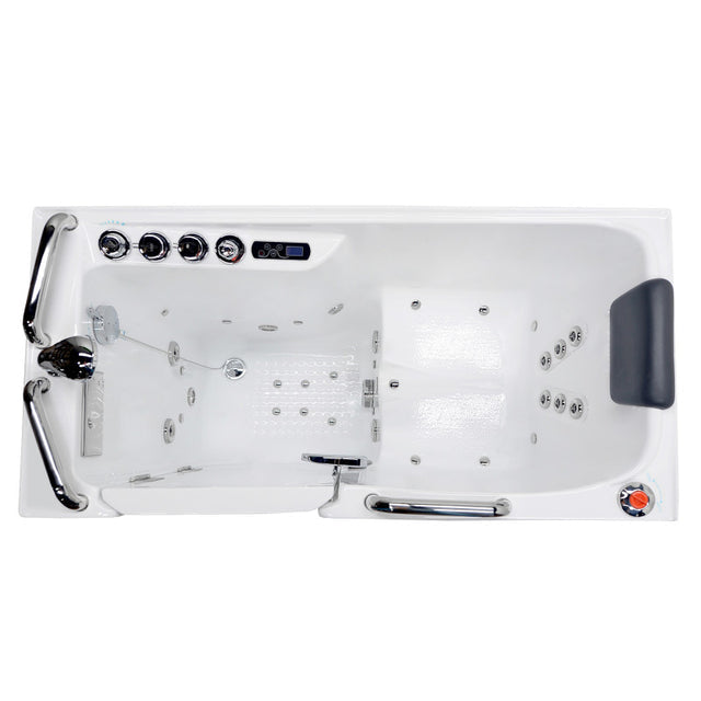 ANZZI 27 in. x 53 in. Drain Walk-In Whirlpool and Air Tub with Total Spa Suite in White 2753FLWR