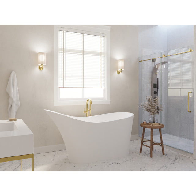 ANZZI Tuasavi 5.6 ft. Solid Surface Center Drain Freestanding Bathtub FT-AZ8418