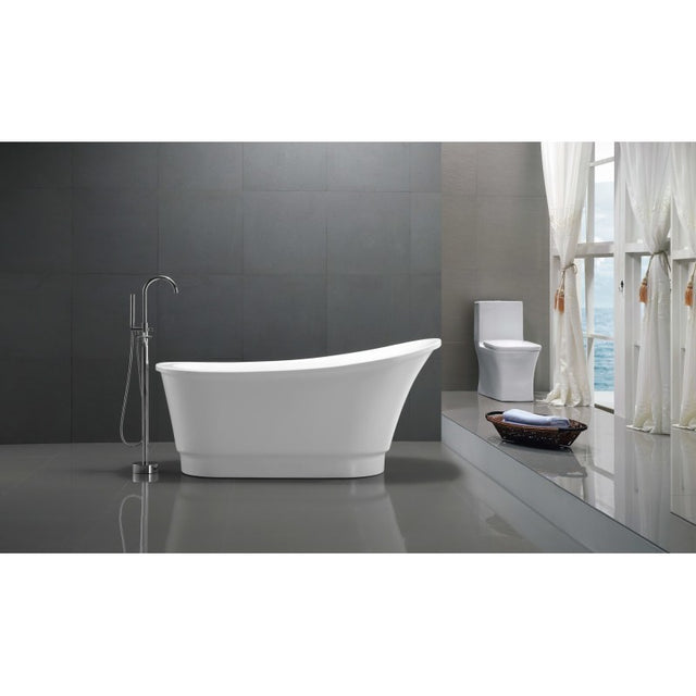 ANZZI 67 in. Acrylic Flatbottom Non-Whirlpool Bathtub FT-AZ095-R