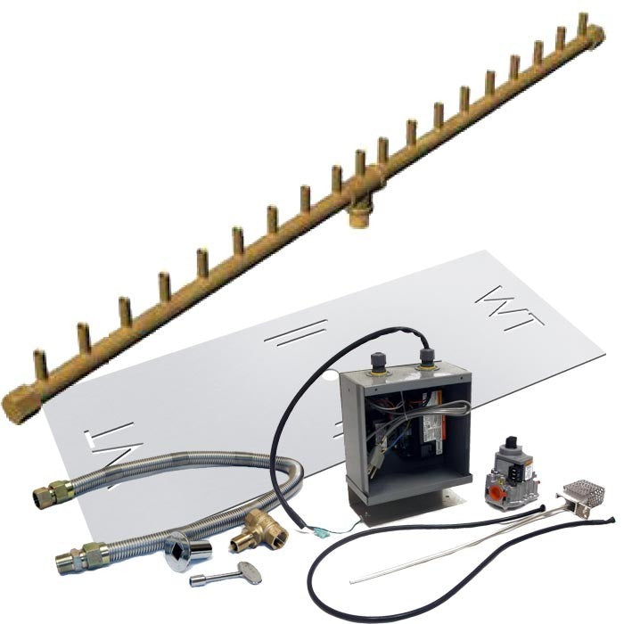 Warming Trends Crossfire 24V Electronic Spark Ignition Linear Brass Gas Fire Pit Burner Kits CFBL110
