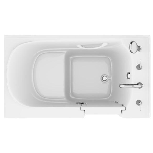 ANZZI 30 in. x 53 in. Right Drain Quick Fill Walk-In Soaking Tub in White AMZ3053RWS