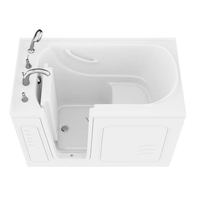 ANZZI 30 in. x 53 in. Left Drain Quick Fill Walk-In Soaking Tub in White AMZ3053LWS