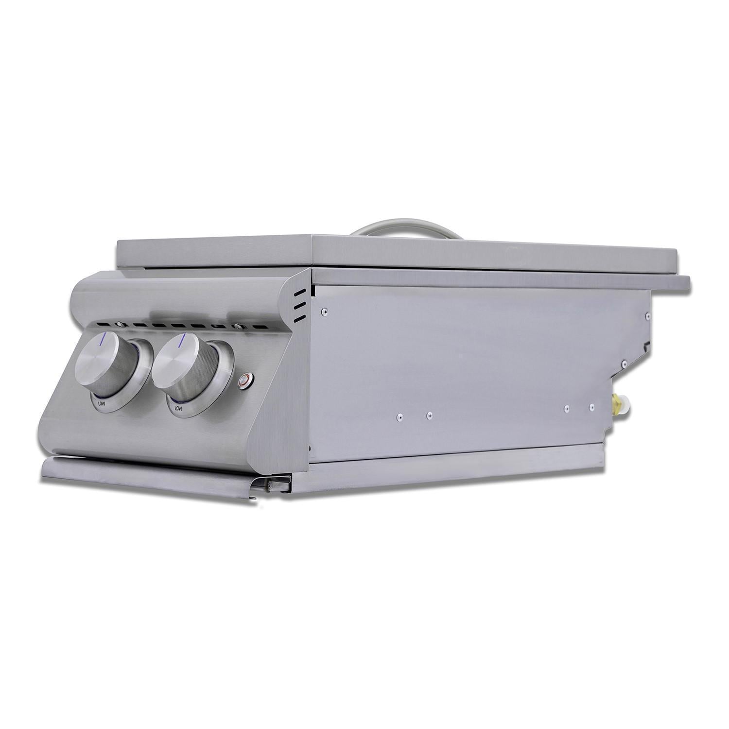 Blaze LTE+ Natural Gas Stainless Steel Double Side Burner w/ Lid - BLZ-SB2-LTE3-NG