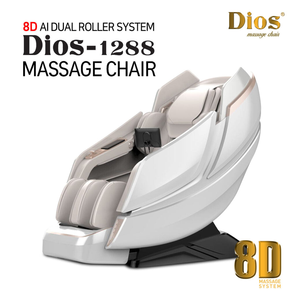Kahuna Dios-1288 White Massage Chair 8D Dual Core Air Tech Touch Roller SL-track