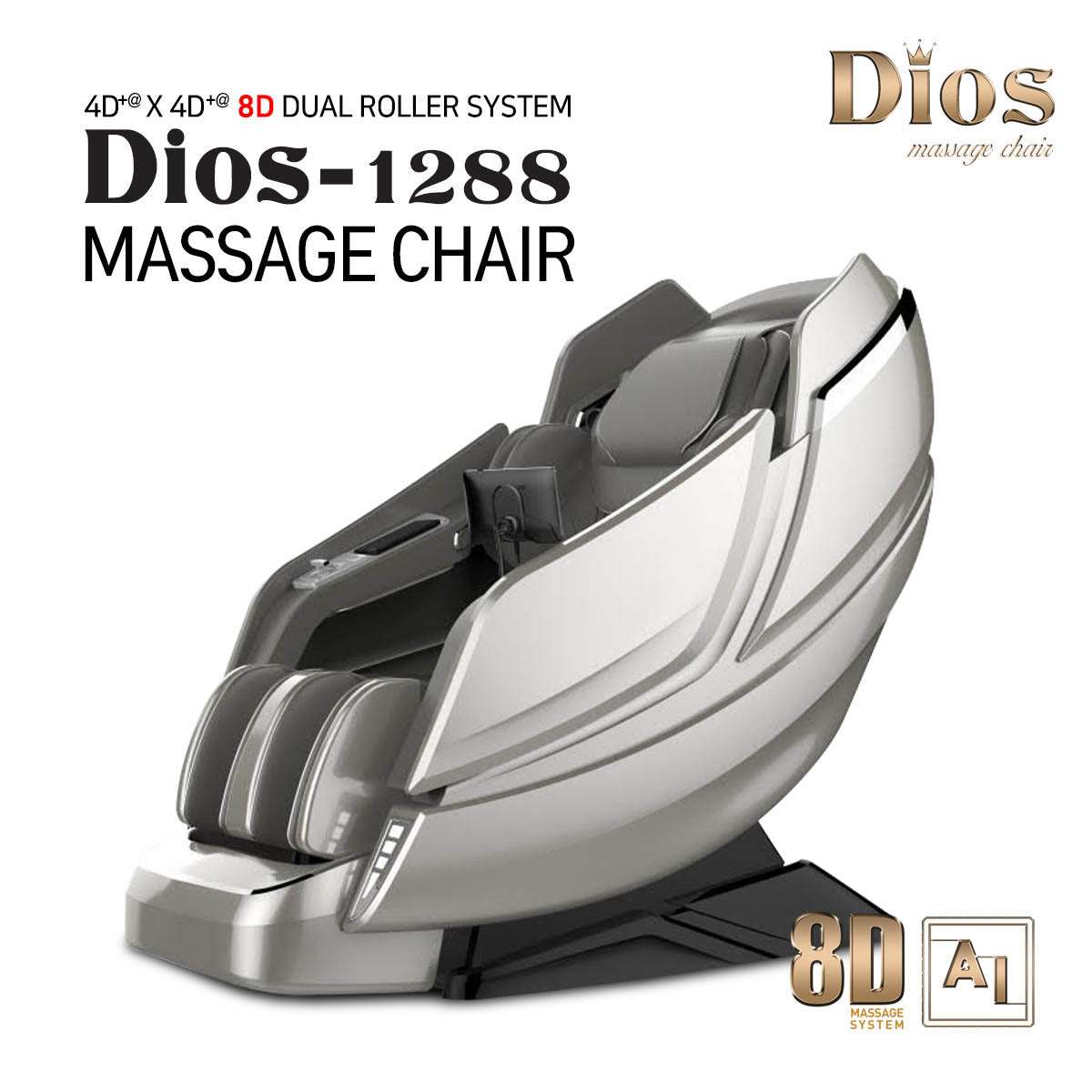 Kahuna Dios1288GR Massage Chair 8D Dual Core Air Tech Touch Roller SL-track