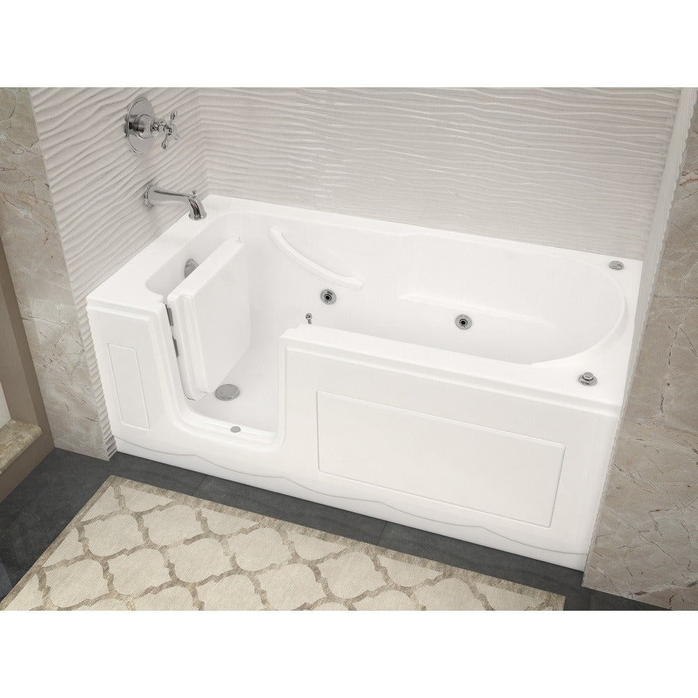 MediTub Step-In 30x60-inch Left Drain White Whirlpool Jetted Step-In Bathtub