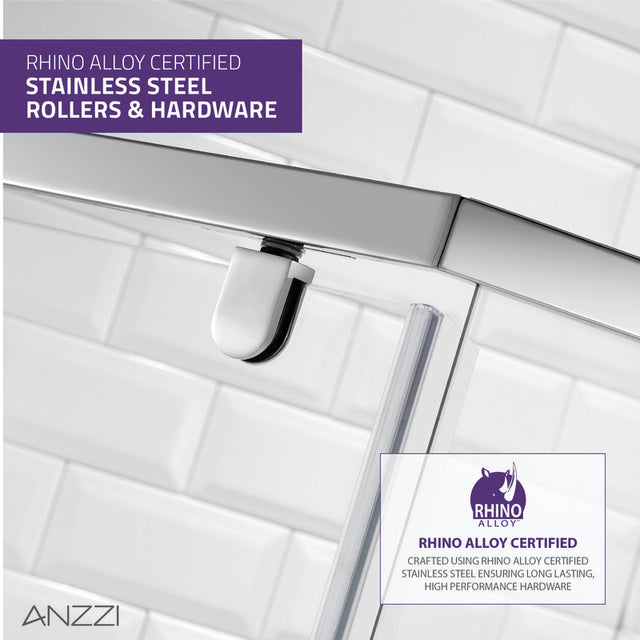 ANZZI Castle Series 49 in. x 72 in. Semi-Frameless Shower Door with TSUNAMI GUARD SD-AZ056-01BN