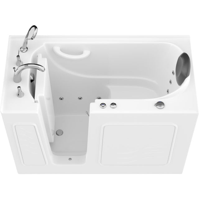 ANZZI 53 - 60 in. x 26 in. Left Drain Whirlpool Jetted Walk-in Tub in White AMZ2653LWH-CP