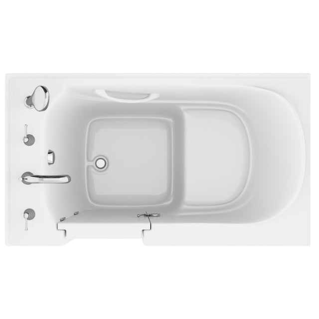 ANZZI 30 in. x 53 in. Left Drain Quick Fill Walk-In Soaking Tub in White AMZ3053LWS