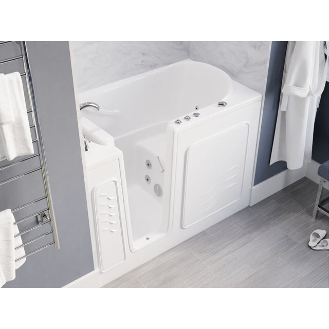 ANZZI 30 in. x 53 in. Left Drain Quick Fill Walk-In Whirlpool Tub with Powered Fast Drain in White AMZ3053LWH