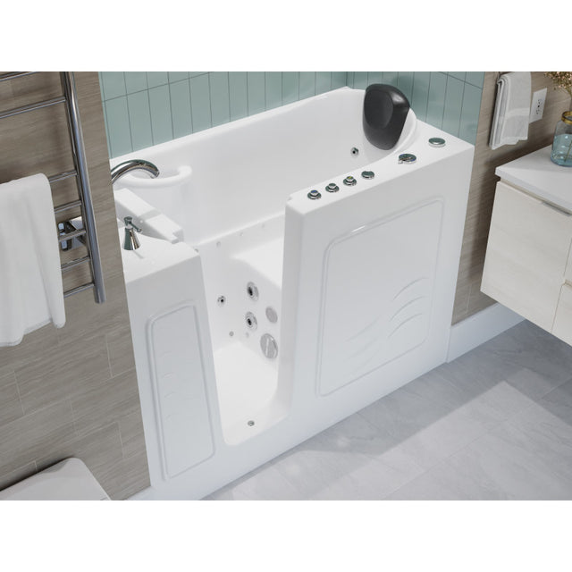 ANZZI 53 - 60 in. x 26 in. Left Drain Air and Whirlpool Jetted Walk-in Tub in White AMZ5326LWD
