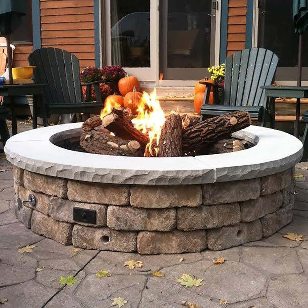 Warming Trends Crossfire 54-Inch Octagonal Ready-to-Finish Fire Pit Enclosure with Gas Burner Kit FO54-Config