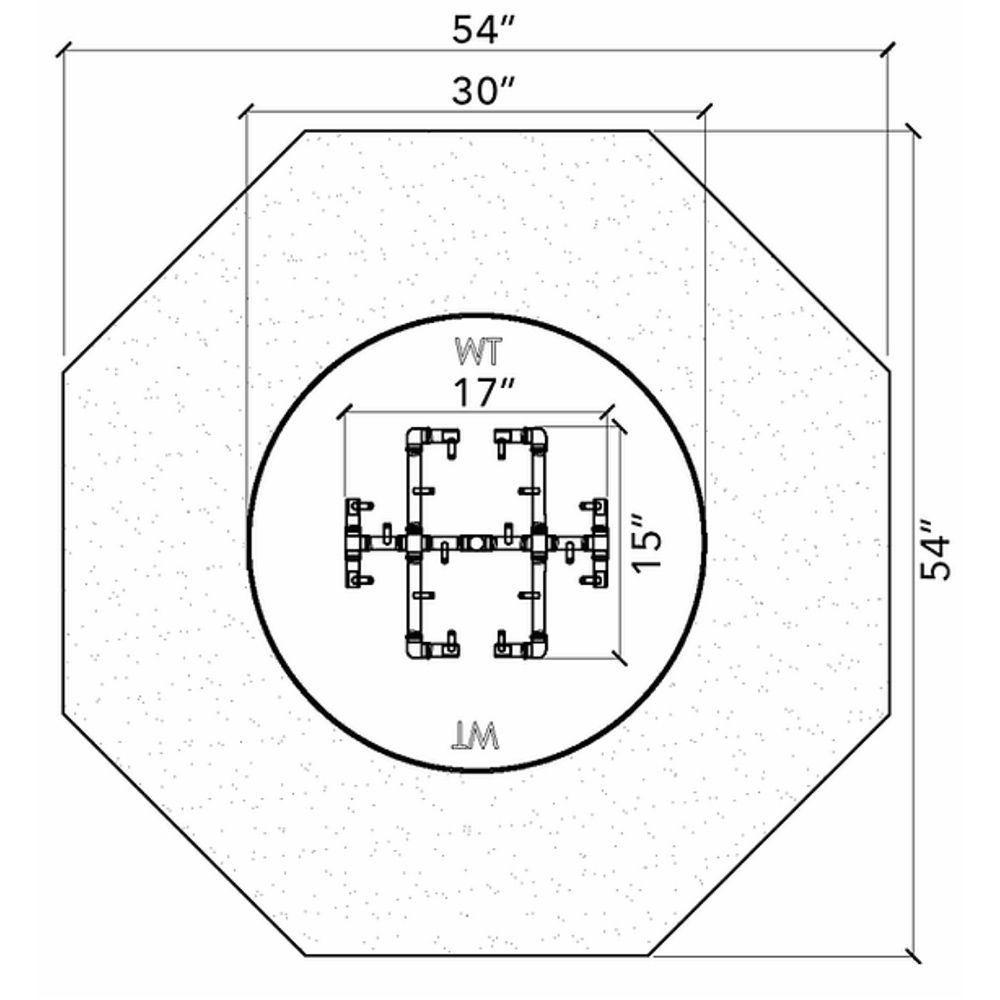 Warming Trends Crossfire 54-Inch Octagonal Ready-to-Finish Fire Pit Enclosure with Gas Burner Kit FO54-Config
