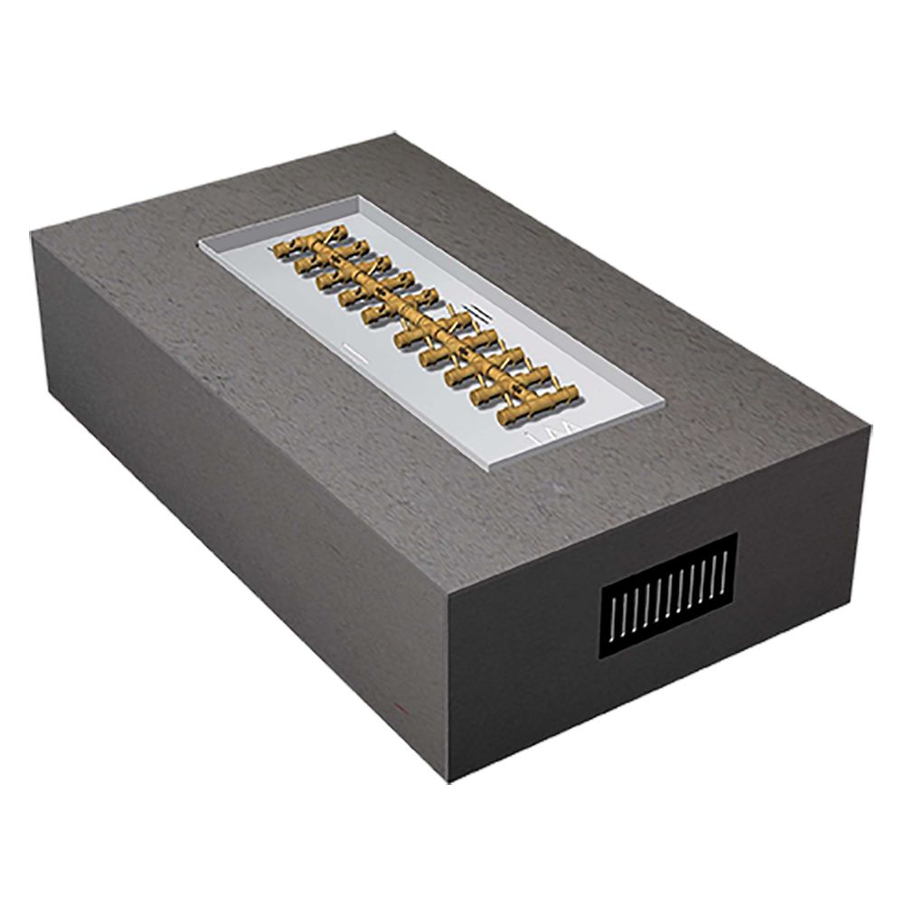 Warming Trends Crossfire 72x42-Inch Rectangular Ready-to-Finish Fire Pit Enclosure with Tree-Style Gas Burner Kit FRT7242-Config