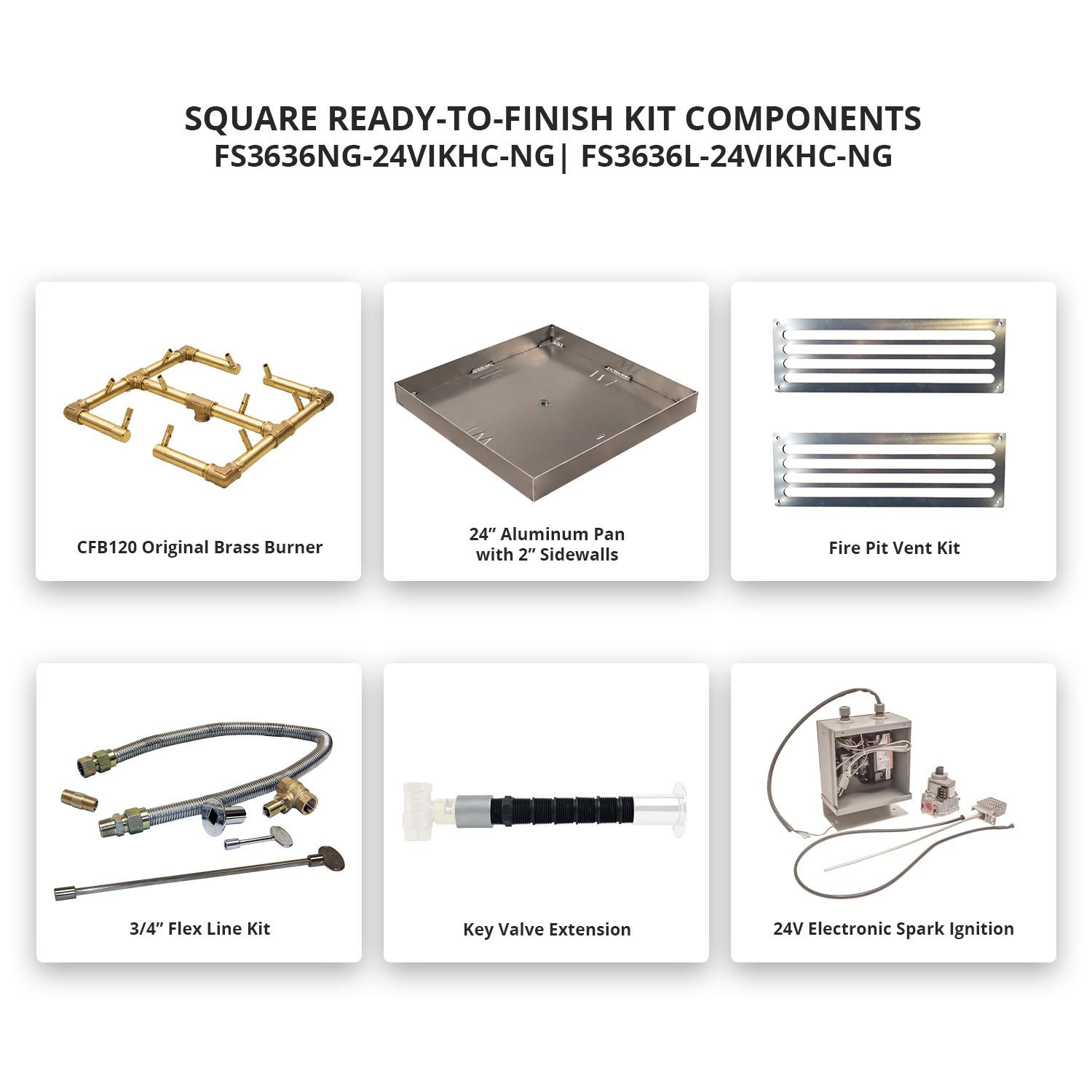 Warming Trends Crossfire 36x36-Inch Square Ready-to-Finish Fire Pit Enclosure with Gas Burner Kit FS3636-Config