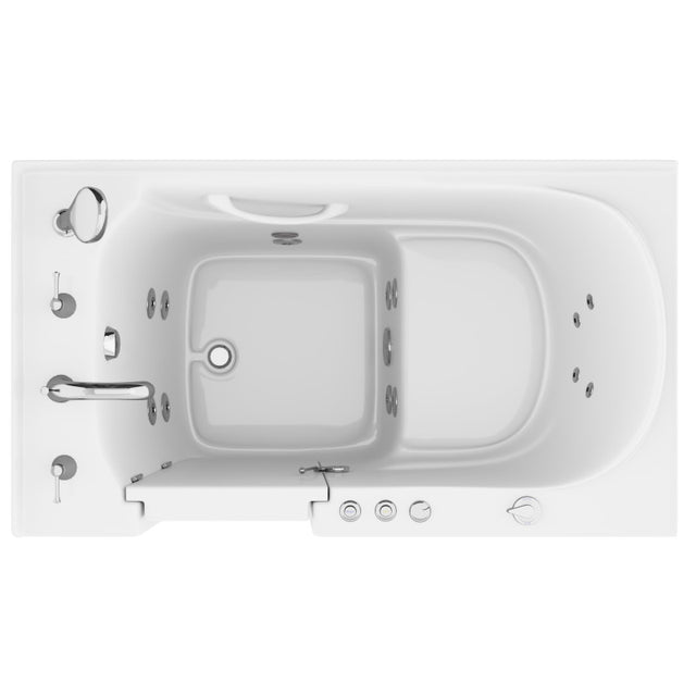 ANZZI 30 in. x 53 in. Left Drain Quick Fill Walk-In Whirlpool Tub with Powered Fast Drain in White AMZ3053LWH