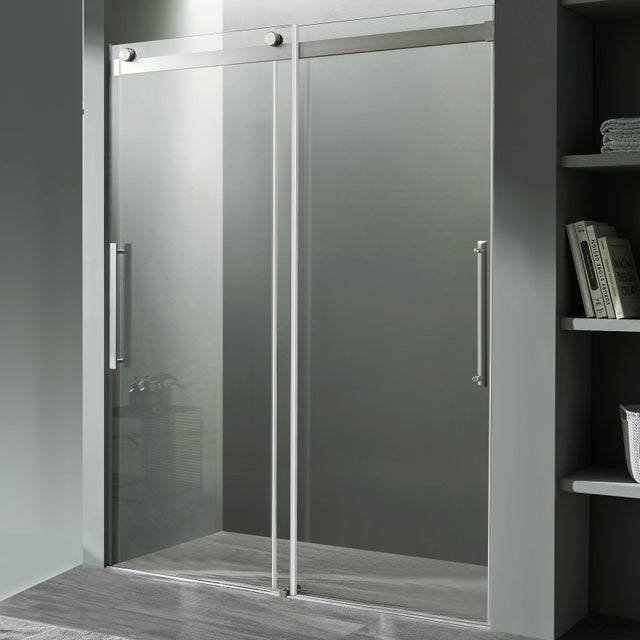 ANZZI Stellar Series 48 in. x 76 in. Frameless Sliding Shower Door with Handle SD-FRLS05901MB