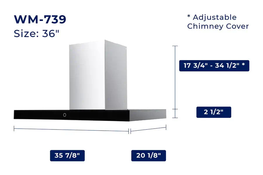 Hauslane Chef Convertible Stainless Steel Wall Mount Range Hood with Size Options (WM-739SS)
