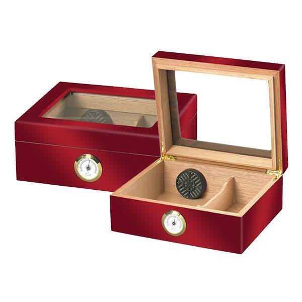 Humidor Supreme 25-Cigar Glass Top Humidor HUM-25HYG-RD