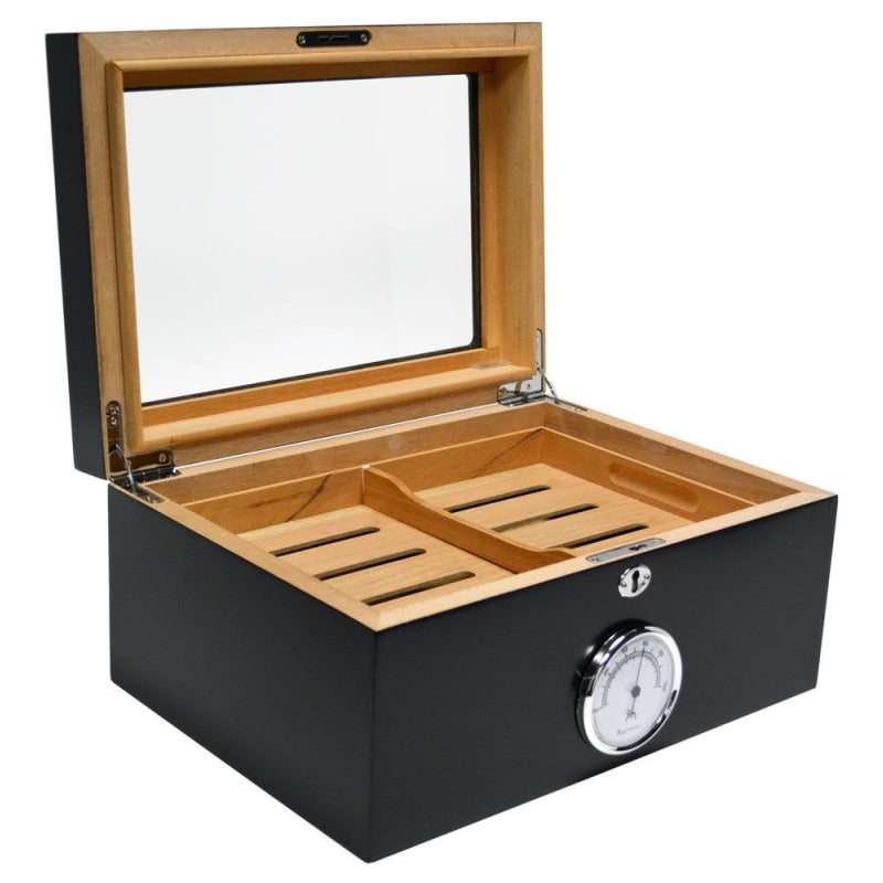 Humidor Supreme Bally 100-Cigar Glass Top Humidor BALLY BLACK