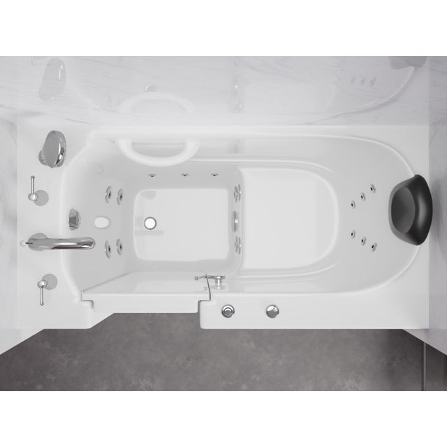 ANZZI 53 - 60 in. x 26 in. Left Drain Whirlpool Jetted Walk-in Tub in White AMZ2653LWH-CP