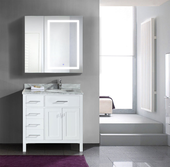 Krugg Svange 3636R 36″ X 36″ LED Bi-View Medicine Cabinet w/Dimmer & Defogger