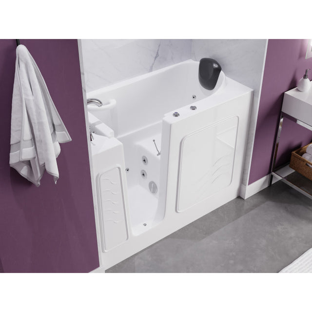 ANZZI 53 - 60 in. x 26 in. Left Drain Whirlpool Jetted Walk-in Tub in White AMZ2653LWH-CP