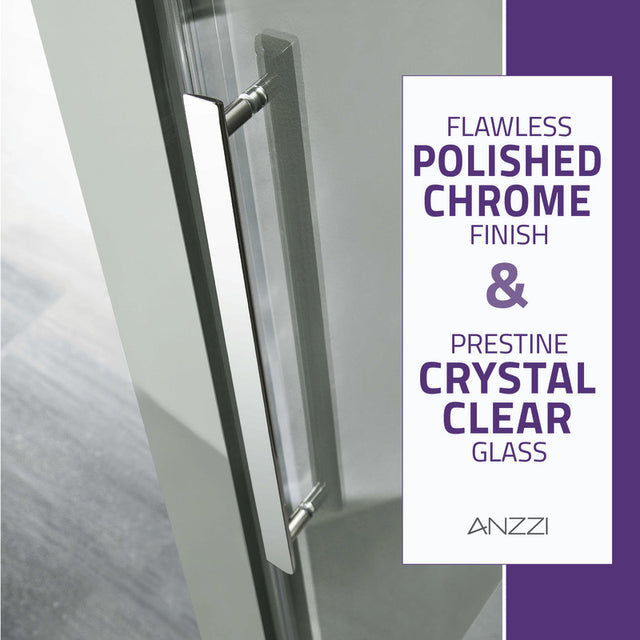 ANZZI Stellar Series 48 in. x 76 in. Frameless Sliding Shower Door with Handle SD-FRLS05901MB
