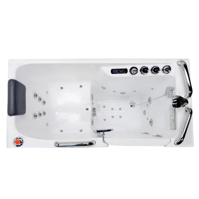 ANZZI 27 in. x 53 in. Left Drain Walk-In Whirlpool and Air Tub with Total Spa Suite in White 2753WILWD