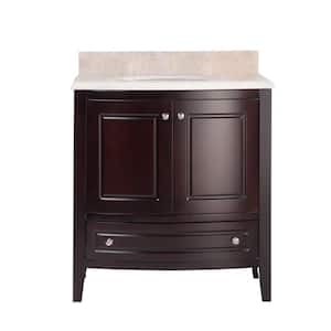 Laviva Estella 32 in. W x 22 in. D x 35 in. H Bathroom Vanity in Brown with Jerusalem Gold Marble Top