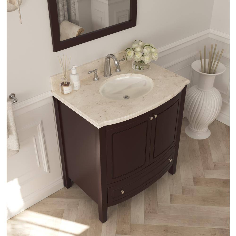 Laviva Estella 32 in. W x 22 in. D x 35 in. H Bathroom Vanity in Brown with Jerusalem Gold Marble Top