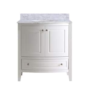 Laviva Estella 32 in. W x 22 in. D x 35 in. H Bathroom Vanity in White with White Carrara Marble Top