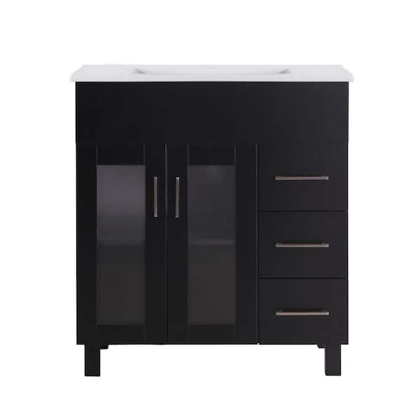 Laviva Nova 32 In. W x 18.5 in. D x 34.5 in. H Bathroom Vanity in Espresso with Ceramic Top