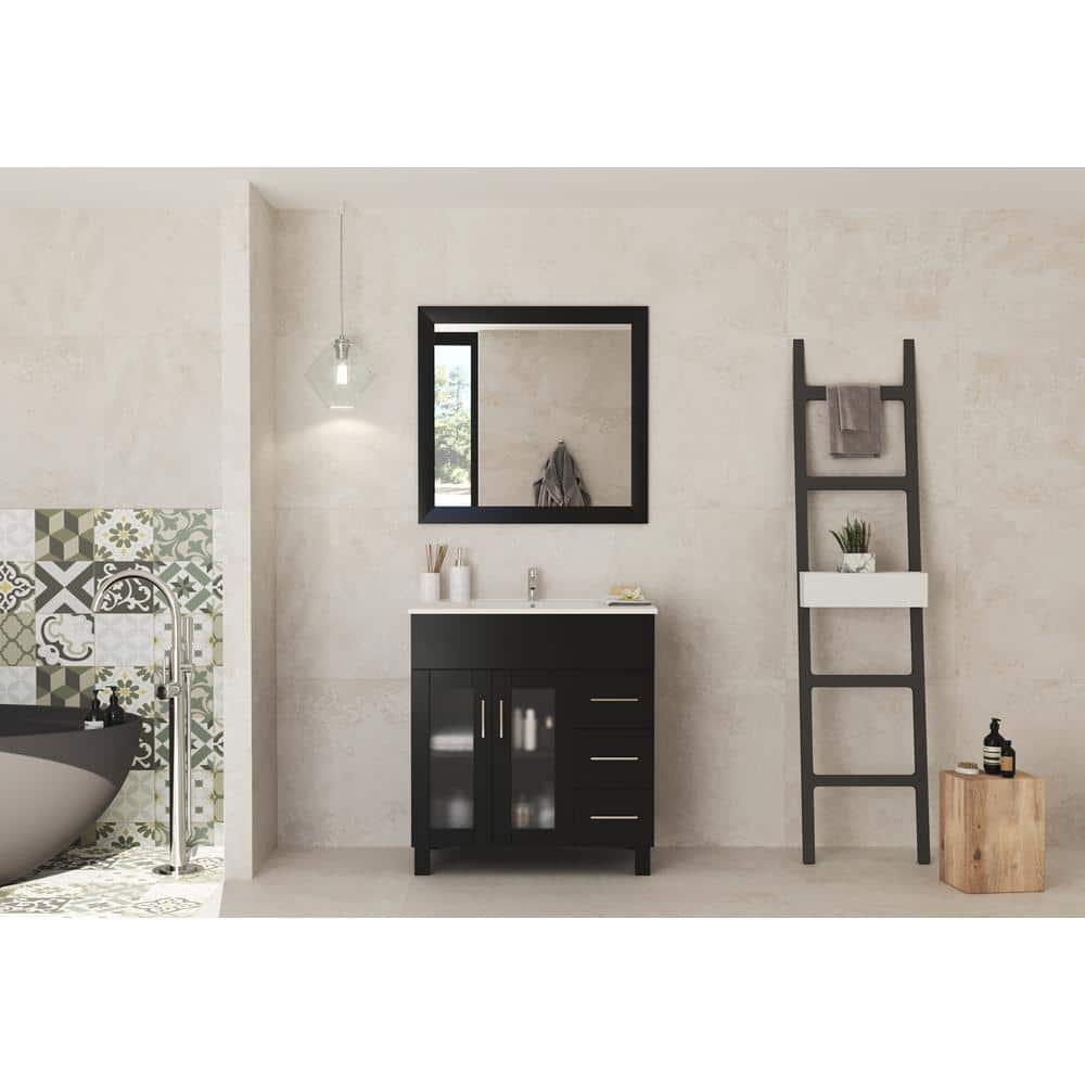 Laviva Nova 32 In. W x 18.5 in. D x 34.5 in. H Bathroom Vanity in Espresso with Ceramic Top
