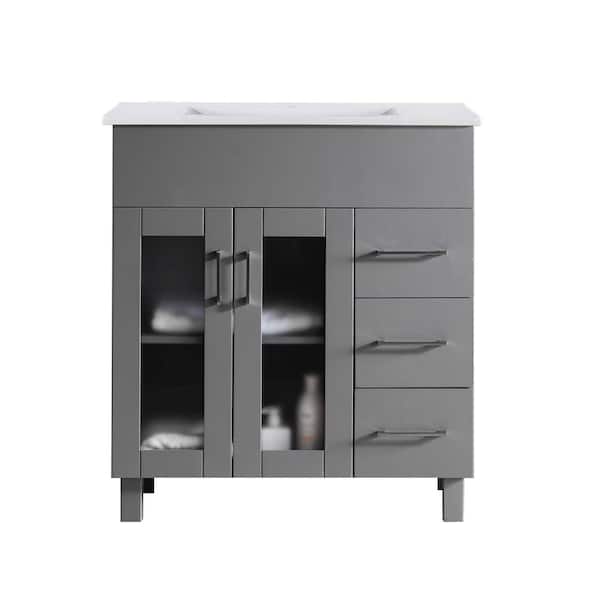 Laviva Nova 32 In. W x 18.5 in. D x 34.5 in. H Bathroom Vanity in Espresso with Ceramic Top