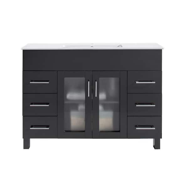 Laviva Nova 48 in. W x 18.5 in. D x 34.5 in. H Bathroom Vanity in Espresso with Ceramic Top