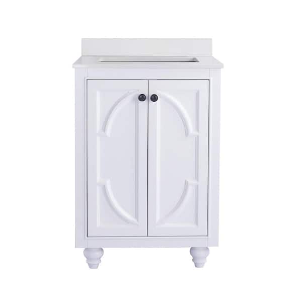 Laviva Odyssey 24 in. W x 22 in. D x 34.5 in. H Bathroom Vanity in White with White Quartz Top